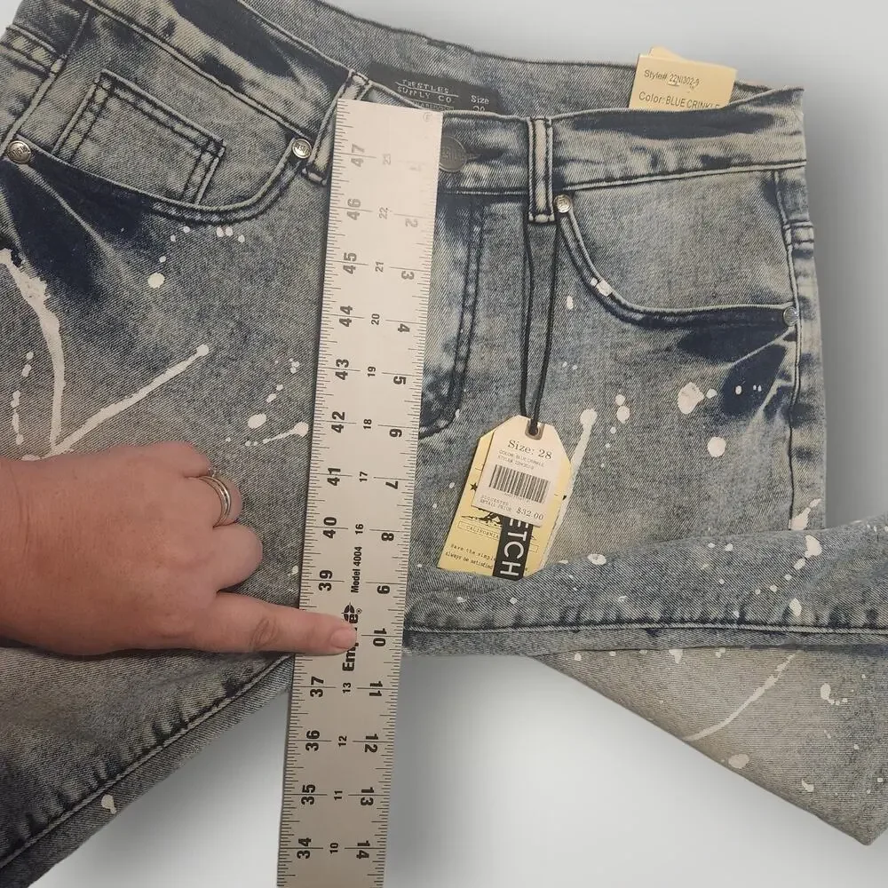 NWT Trestles Supply Men's 28 Blue Medium Wash White Paint Splatter Denim Shorts - Picture 16 of 16